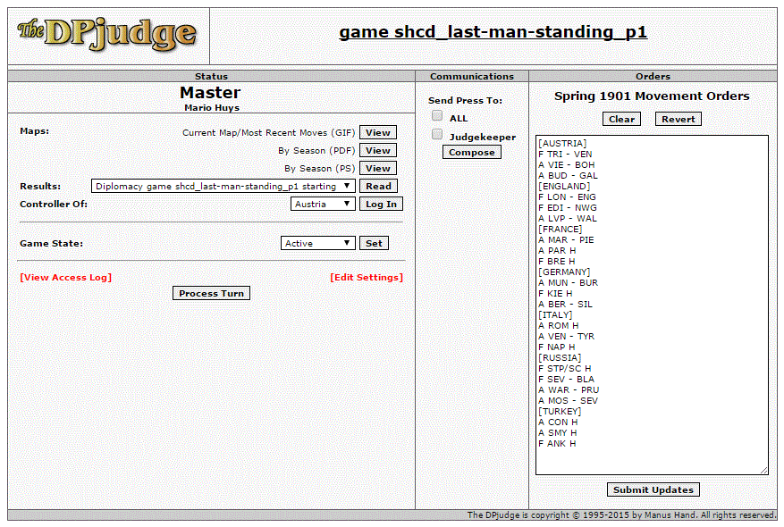 DPjudge Master Page, Spring 1901