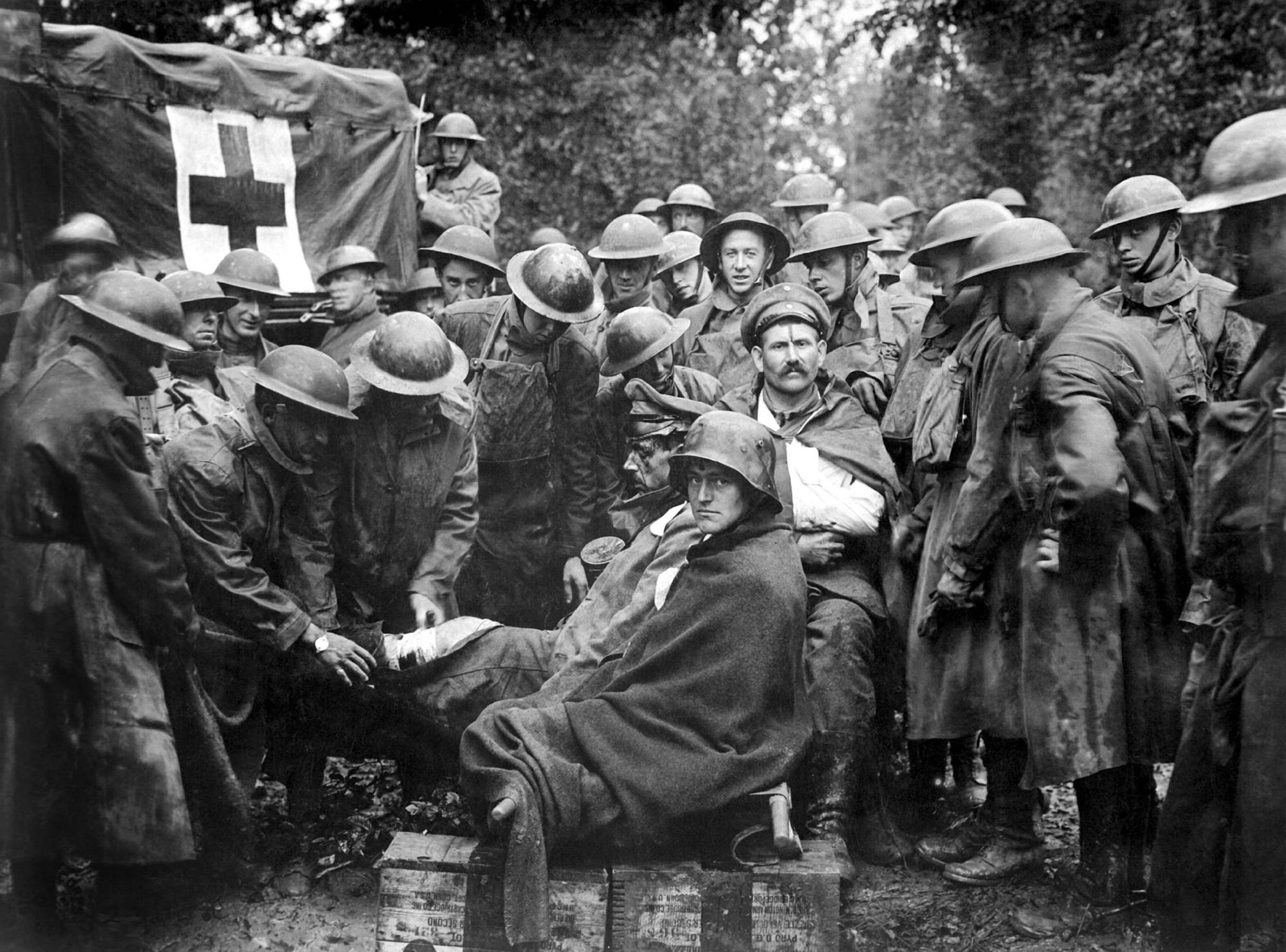 German prisoners are treated by American soldiers during the Battle of Saint-Mihiel