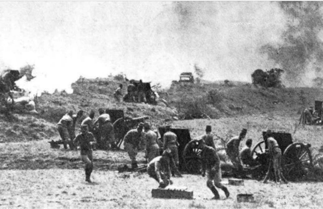 Serb artillery in action at Dobro Pole