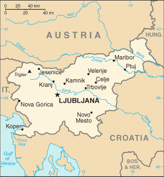 Map of modern Slovenia