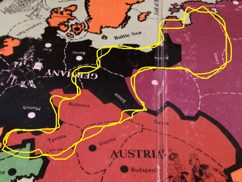 Diplomacy board - Tyrolia, Bohemia, Silesia, Prussia, Livonia